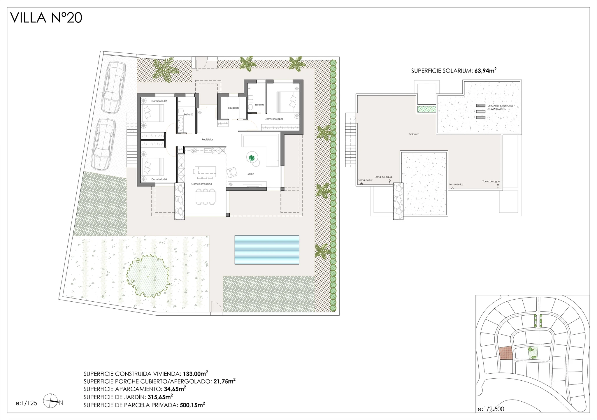 Plano Villa de 3 dormitorios